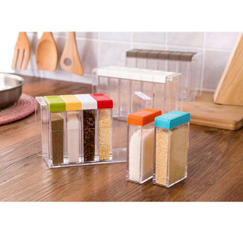 PDFans Spice Shaker, 6 Pcs Seasoning Rack Spice Pots Storage Container Condiment Jars with Tray for Salt Sugar Cruet - Image 5